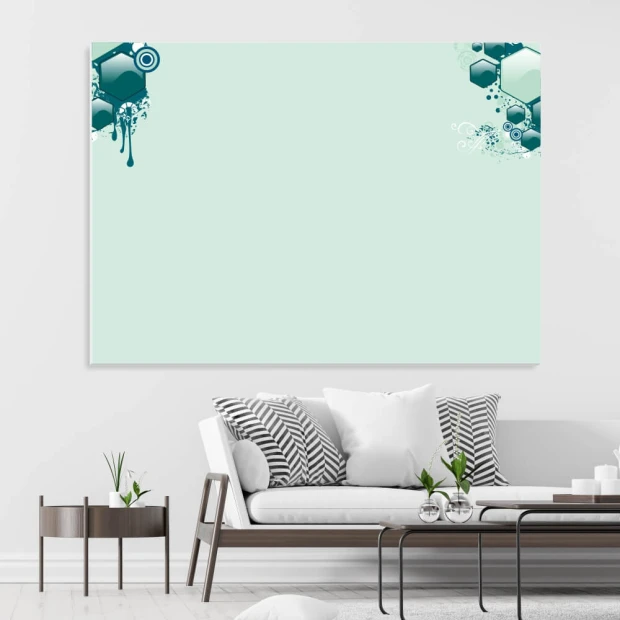Dry-erase board 01X 059 abstract design - Styled in a modern living room with light walls and furniture in shades.