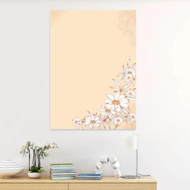 Dry-erase board 01X 083 with white flowers on a light background.