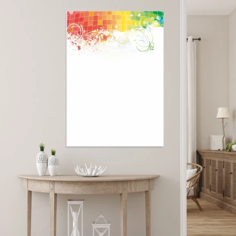 Dry-erase board 01X 099 abstract - Graphic design with colorful shapes at the top, the rest is white.