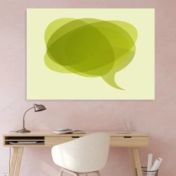 Dry-erase board 01X 106 speech bubble - Graphic design with green, transparent shapes on a light background.