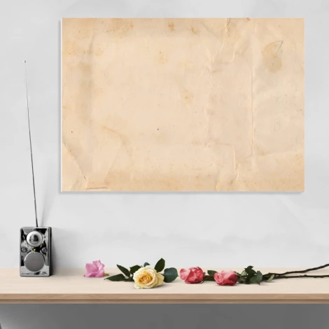 Dry-erase board 165 paper - Styled in a room with light-colored walls and a table adorned with pink flowers.
