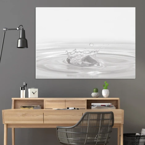 Water-splash resistant whiteboard 176 - Office setup with gray walls and light wooden furniture.