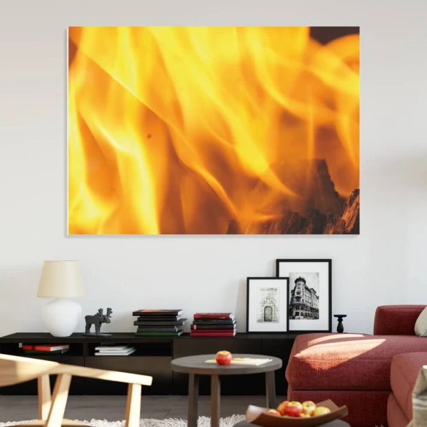 Whiteboard 177 fire - Modern living room setup with light walls and dark furniture.