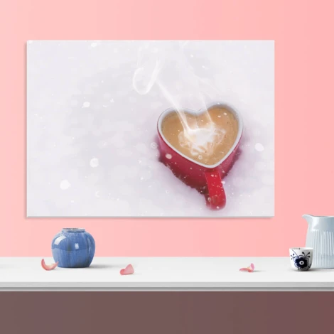 Dry-erase board 203 heart - Styled in a modern interior with pastel walls and minimalist furniture.