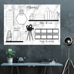 Weekly planner dry-erase board 421 - Graphic design featuring various organizational elements, including lists.