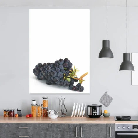Dry-erase kitchen board with grape design 255 - features a bunch of grapes on a white background.