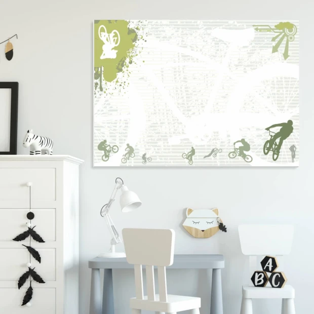 Dry-erase board 010 - Decorated in a children\'s room with light-colored walls and white furniture.