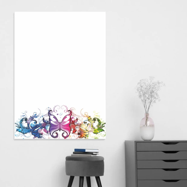 Dry-erase board 01X 101 butterfly - Features colorful butterflies and floral patterns.
