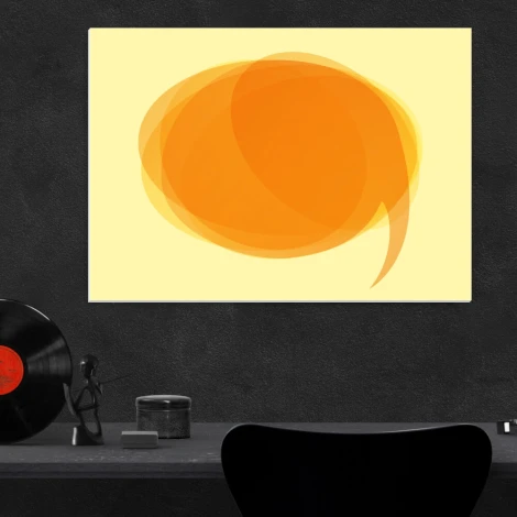 Dry-erase board 01X 109 speech bubble - Graphic design. Yellow background with an orange cloud-shaped speech bubble.