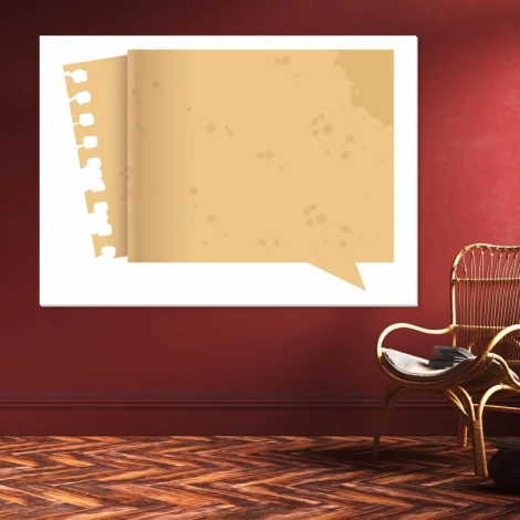 Dry-erase board 144 with paper smoke - Styled in a room with dark red walls and wooden flooring.