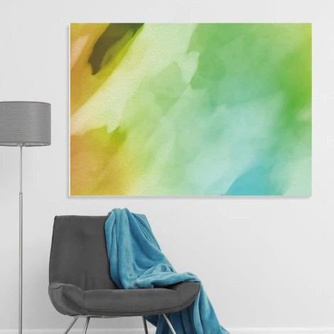 Abstract whiteboard 254 - Styled in a living room with green and yellow walls.