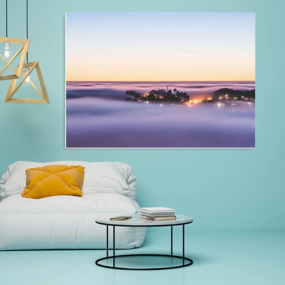 Dry-erase board city in the clouds 287 - Modern room setup with light-colored walls and minimalist design.