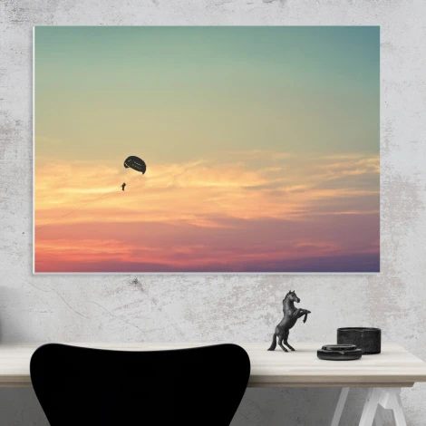 Paragliding whiteboard 289 - Office setup with gray walls and minimalist furniture.