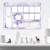 Weekly planner whiteboard 420 - Graphic design in purple shades with spaces for notes and tasks.