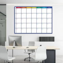 Weekly planner dry-erase board in English 399 - Office setup with light walls and modern furniture.
