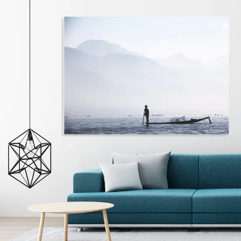 Dry-erase board fisherman 253 - Styled in a modern living room with light-colored walls and minimalist furniture.