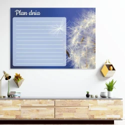Day planner whiteboard dandelion 355 - Office setup with light walls and wooden furniture.