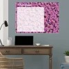 Floral dry-erase daily planner board 360 - Office setup with gray-blue walls and wooden furniture.