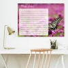 Butterfly dry-erase daily planner board 366 - Graphic design with a butterfly on a pink floral background and writing lines.