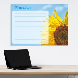 Day planner dry-erase board sunflower 354 - Features a sunflower against a sky background with lines.