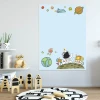Dry-erase board for kids, space theme 307 - Features astronaut and rocket illustrations on a blue background.