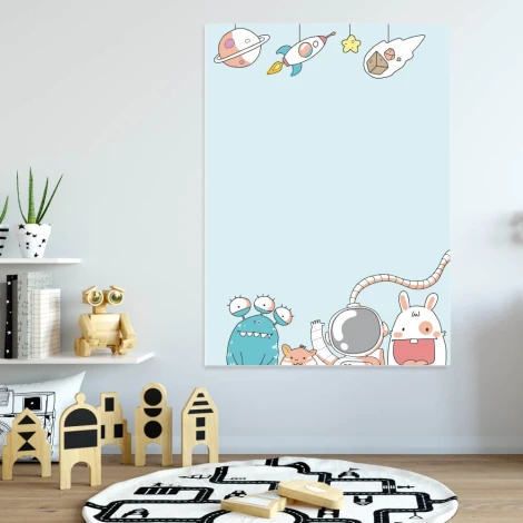Dry-erase UFO 306 board for kids - Styled in a bright children\'s room with colorful furniture.