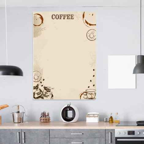 Dry-erase board coffee 550 - Kitchen arrangement with gray furniture and light walls.