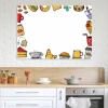 Whiteboard for kitchen with food and drink graphics in color on a white background.