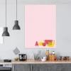 Dry-erase board for the kitchen featuring fruit illustrations: watermelon and lemon on a pink background.