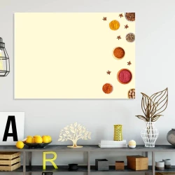 Dry-erase board for kitchen spices 542 - Modern kitchen arrangement with light walls and minimalist furniture.