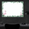 Dry-erase board with flamingos 497 - Graphic design featuring two pink flamingos surrounded by green leaves.