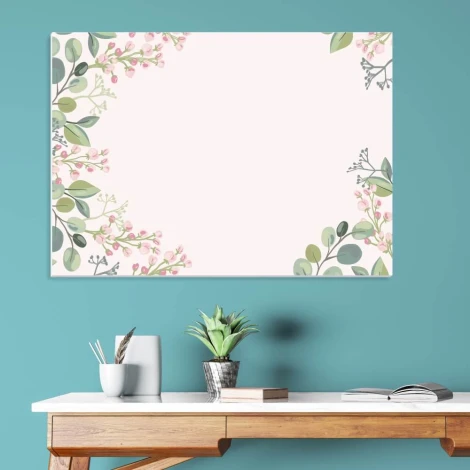 Dry-erase board branches 570 - Graphic design with branches and leaves in pastel colors.