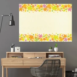 Dry-erase board with autumn leaves design featuring colorful orange-toned leaves.