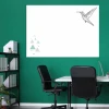 Hummingbird 455 whiteboard - Office setup with a green wall, white furniture, and minimalist style.