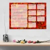 Weekly planner whiteboard with autumn leaves design. Colorful leaf background with text fields.