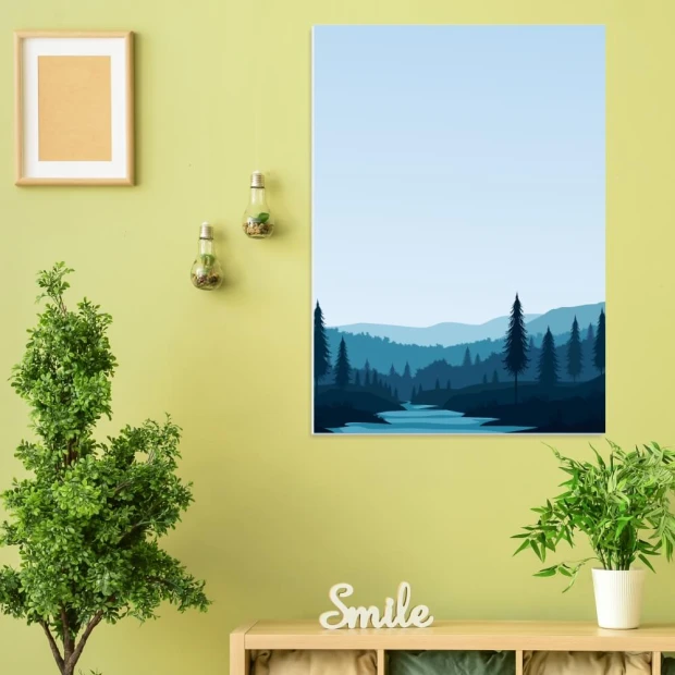 Dry-erase board River 548 - Styled in a living room with green walls and light-colored furniture.