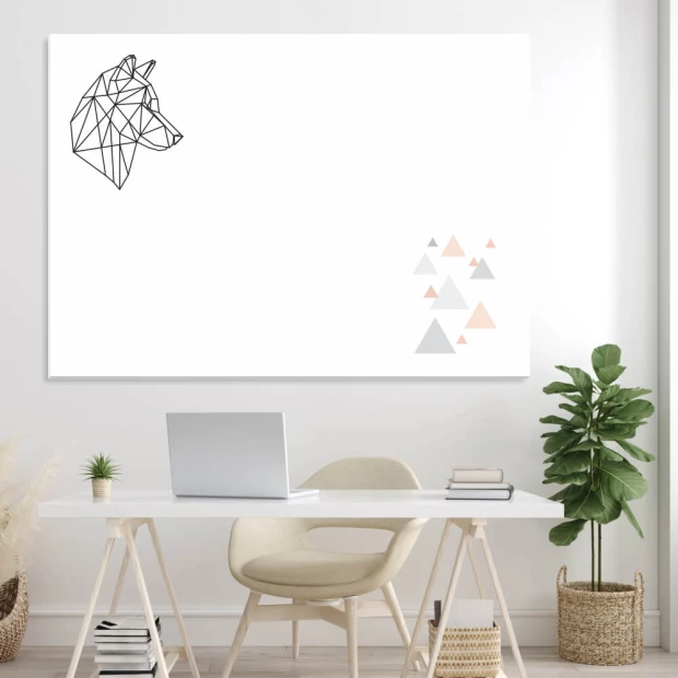 Wolf 457 whiteboard - Office setup with light-colored walls and minimalist furniture.