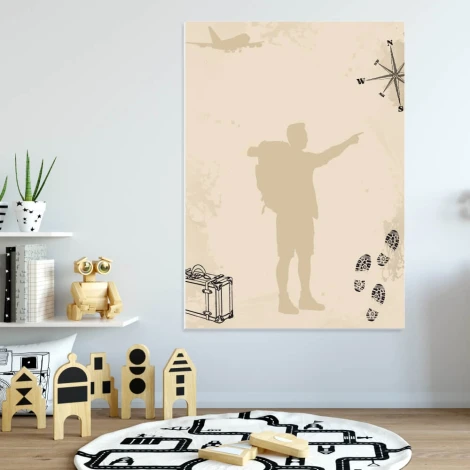 Dry-erase board adventure 549 - Decor in a children\'s room with light-colored walls and Scandinavian-style furniture.