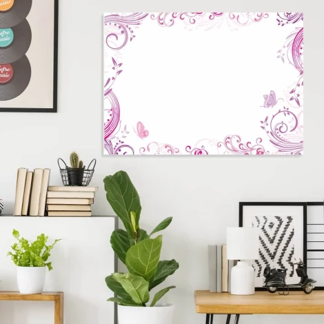 Whiteboard 015 - Office setup with light-colored walls, modern furniture, and greenery.