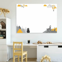 Dry-erase board for kids featuring an alpaca and bear design, perfect for bright children\'s room decor.