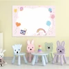 Dry-erase board for kids with balloons, butterflies, and rainbow design on a pink background.