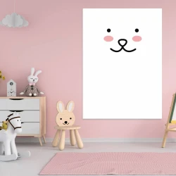 Dry-erase board for kids with a smiley face design, perfect for a pink-themed children\'s room with light furniture.