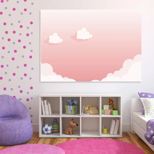 Dry-erase board for kids with cloud design 338 - Ideal for bright children\'s room decor with colorful walls.
