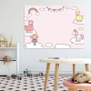 Dry-erase board for kids featuring clouds and alpacas, perfect for a bright, pastel-themed children\'s room.