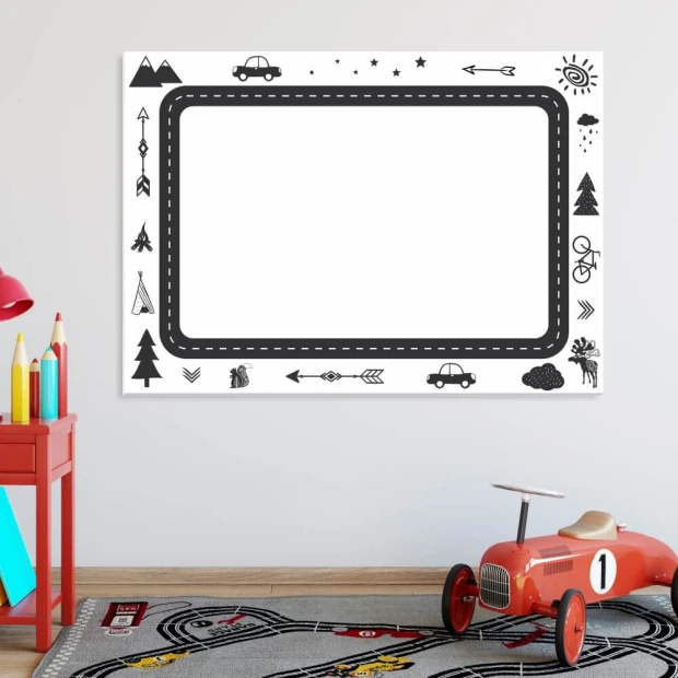 Dry-erase board for kids, road design 486 - features a frame with road and car motifs.