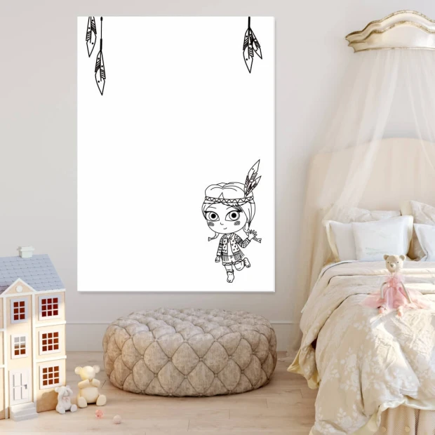 Dry-erase board for girls, 444 - Decorated in a child\'s room with light-colored walls and furniture.