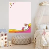 Unicorn dry-erase board for kids 563 - Features a unicorn and colorful designs on a light pink background.