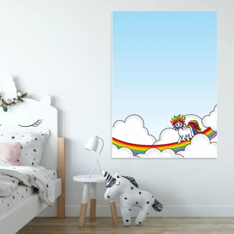 Dry-erase board for kids featuring a unicorn design, perfect for decorating a cozy child\'s room.