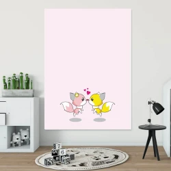 Dry-erase board for kids featuring foxes, ideal for a bright, minimalist children\'s room.