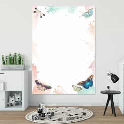 Dry-erase board for kids with butterfly design - Ideal for a bright, minimalist children\'s room.